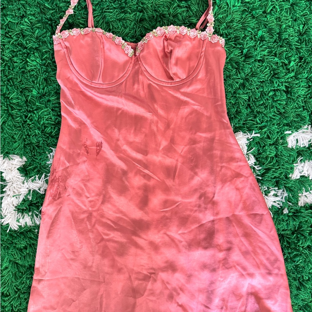 Princess Polly Pink Satin Chemise with Sweetheart Neckline